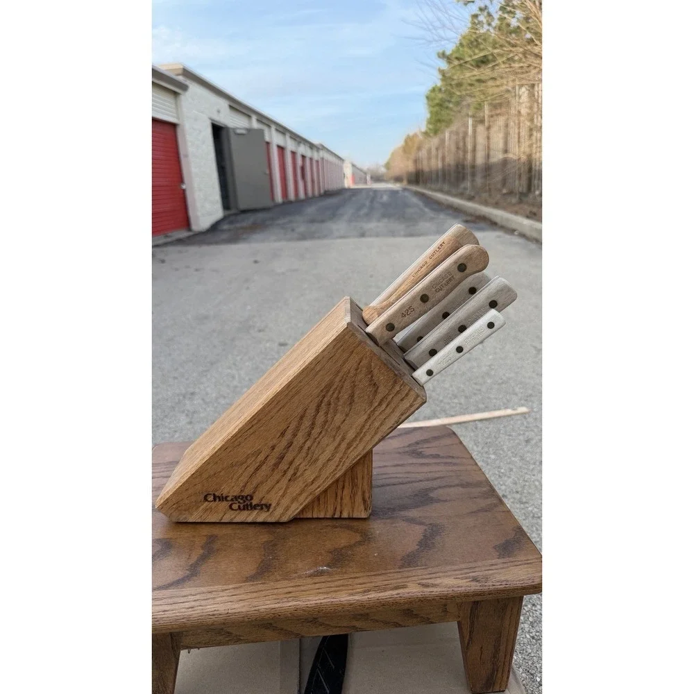 Chicago Cutlery Knife Block Set Wood Handles Chef Utility Paring‎ Steel